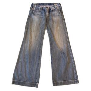 Big Star Sweet Trouser Jeans Women 29R Blue Wide Leg Bootcut Low Rise Western